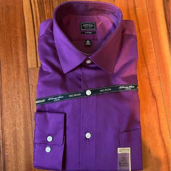 arrow fitted stretch dress shirt Arrow Mens Fitted Stretch Solid Dress Shirt